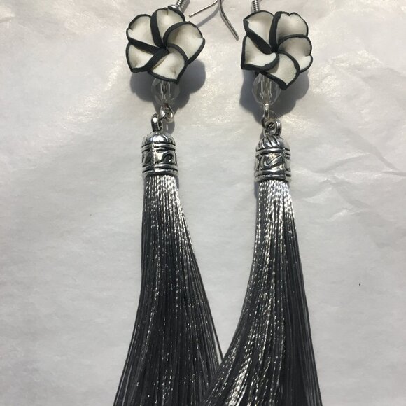 Flower and Tassel Earrings – 6 colors to choose from - Picture 4 of 8